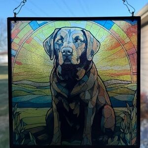 Chocolate Lab Glass Sun Catcher